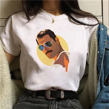 2021 Vara cu Maneci Scurte Freddie Mercury Regina Trupa T Shirt pentru Femei 90 Tricou Alb de Moda Harajuku Supradimensionate T-shirt