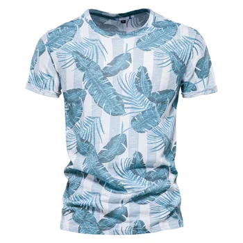 Maneci scurte pentru Bărbați T-shirt Imprimat 2022 Nou de Bumbac Gât Stil Hawaiian Casual Flori tricou Barbati Maneca Scurta